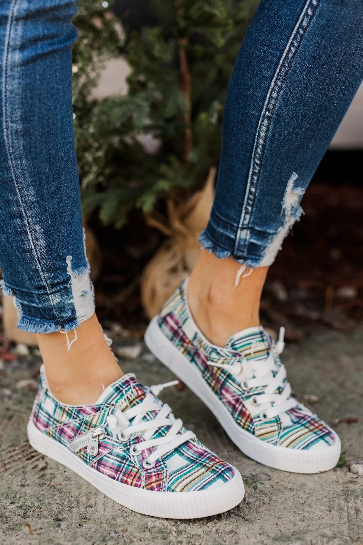 Blowfish Fruit Sneakers- Cream Ivy League Plaid