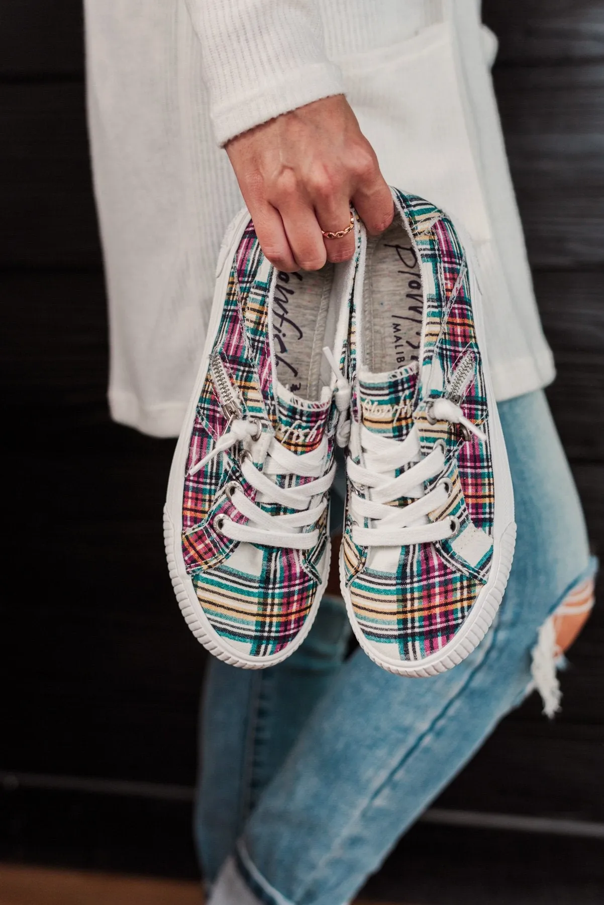 Blowfish Fruit Sneakers- Cream Ivy League Plaid