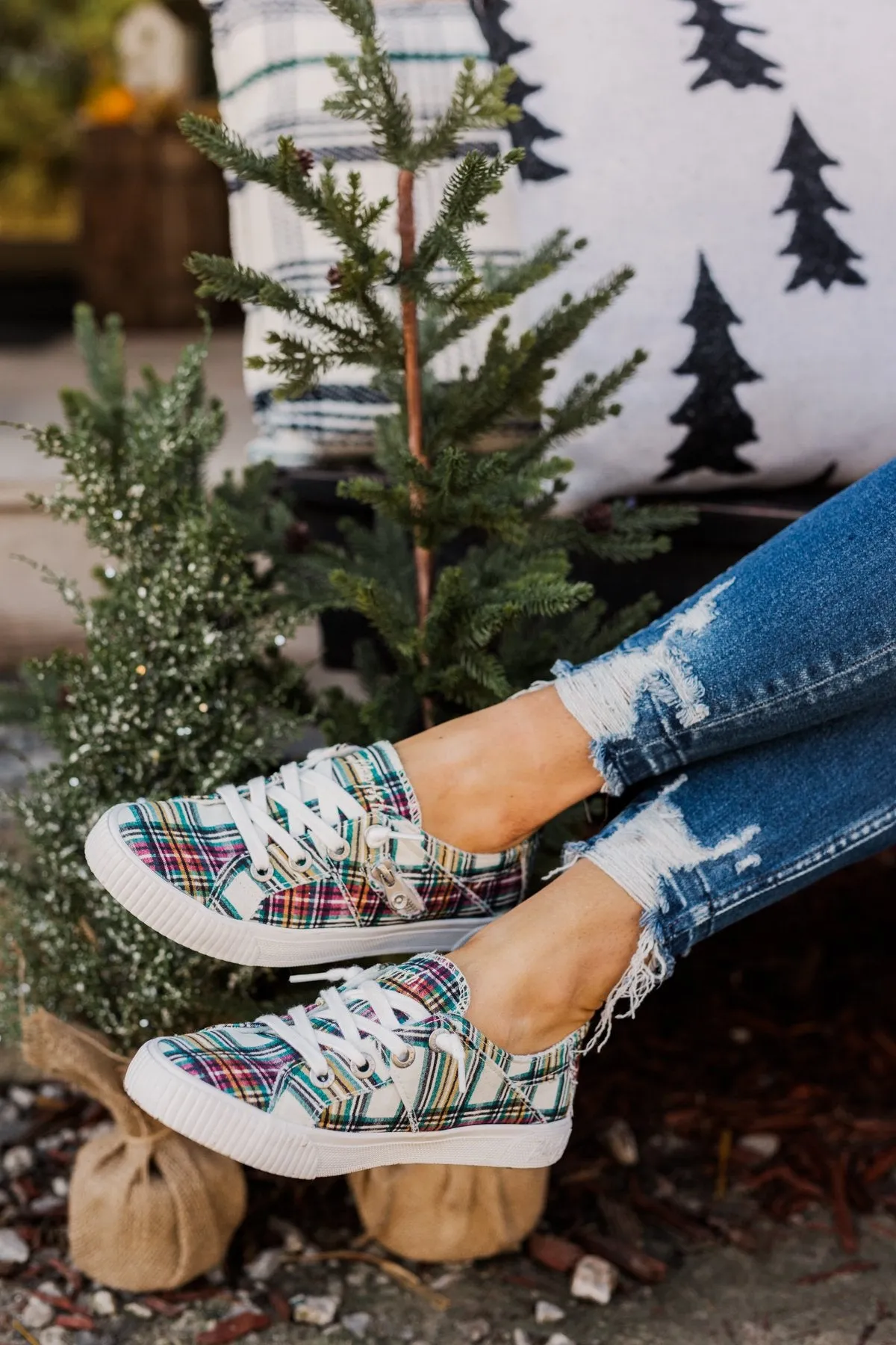 Blowfish Fruit Sneakers- Cream Ivy League Plaid