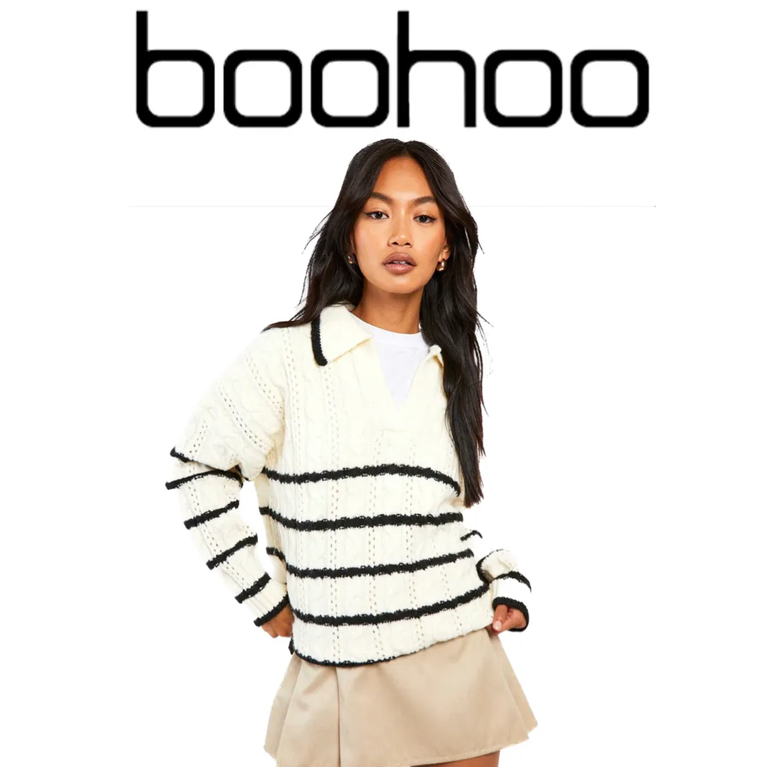 boohoo  |Stripes Casual Style Long Sleeves Party Style Office Style