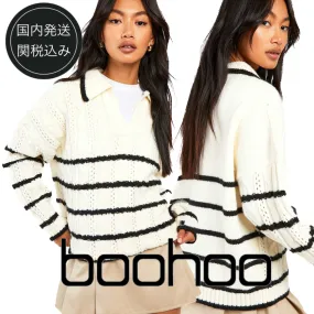 boohoo  |Stripes Casual Style Long Sleeves Party Style Office Style