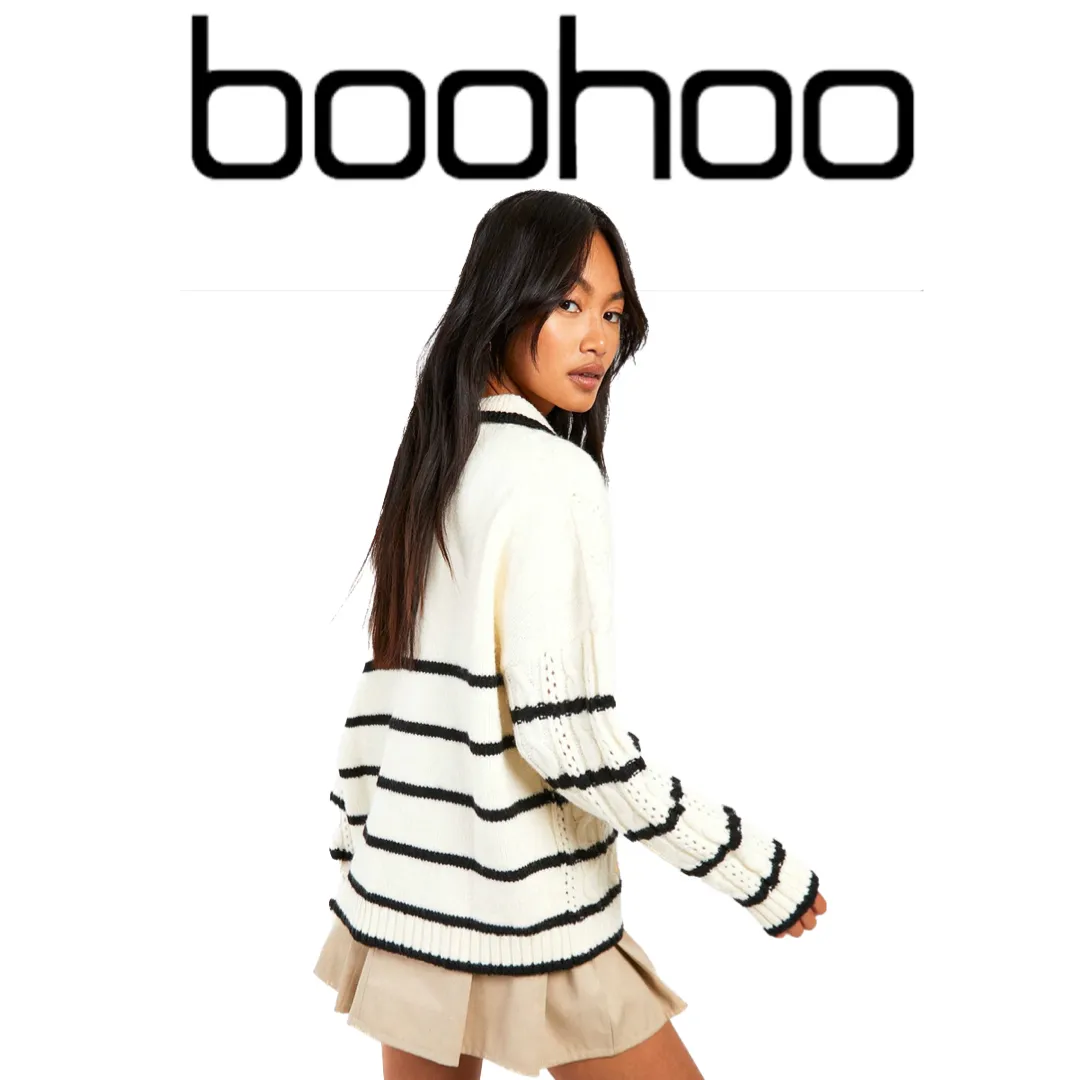 boohoo  |Stripes Casual Style Long Sleeves Party Style Office Style