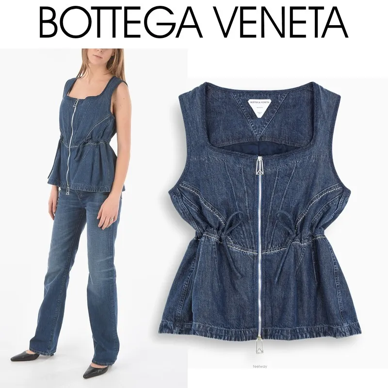 BOTTEGA VENETA  |Denim Peplum Sleeveless Medium Outlet Tanks & Camisoles