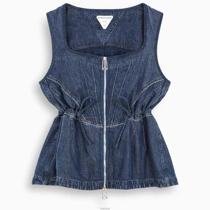 BOTTEGA VENETA  |Denim Peplum Sleeveless Medium Outlet Tanks & Camisoles