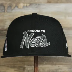 Brooklyn Nets NBA Script Up Side Patch 9Fifty Snapback with Gray Undervisor | Black OSFM