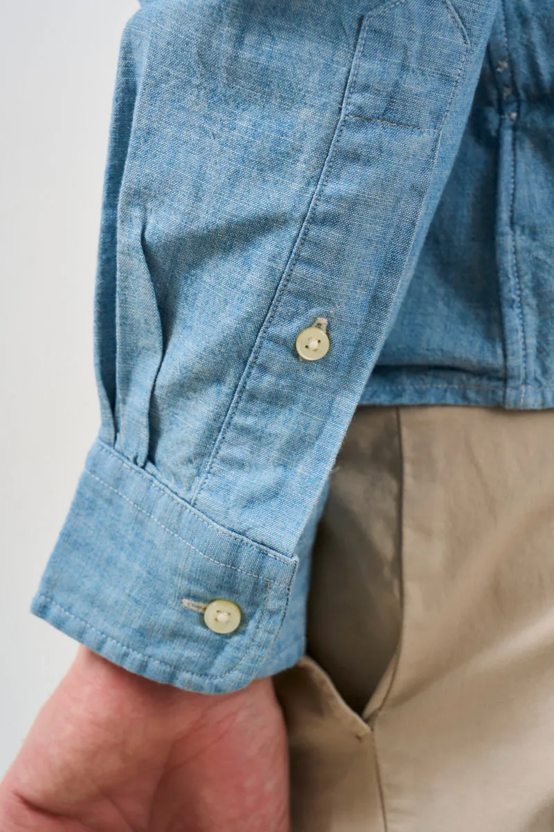 Camicia uomo in denim chiaro a maniche lunghe