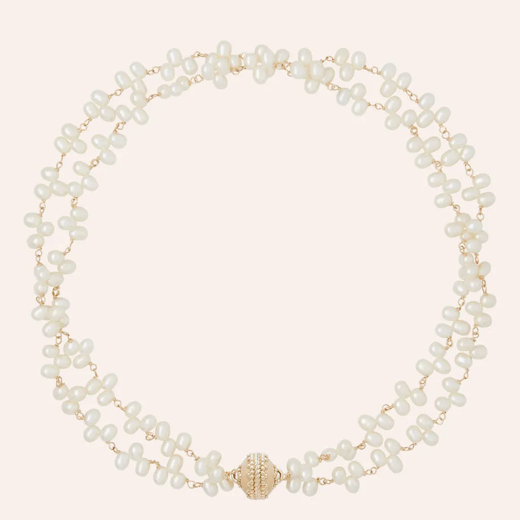 Caspian Freshwater Pearl Cluster Double Strand Necklace