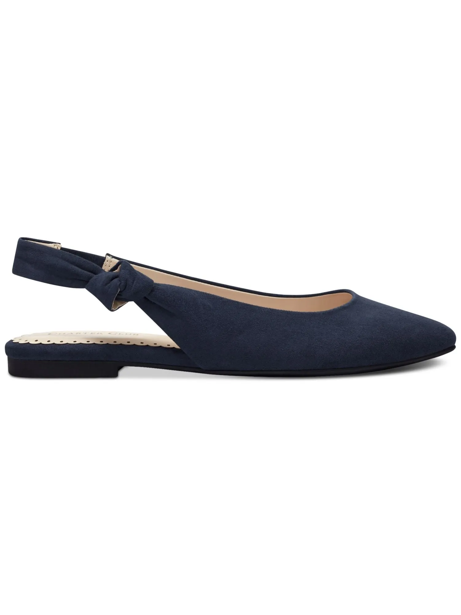 CHARTER CLUB Womens Navy Knotted Accent Goring Padded Karaa Almond Toe Slip On Slingback M