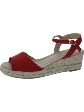 CHARTER CLUB Womens Red Cushioned 0.5 Platform Adjustable Ankle Strap Luchia Round Toe Wedge Buckle Espadrille Shoes M