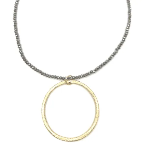 Circle of Love on Gray Crystal Necklace