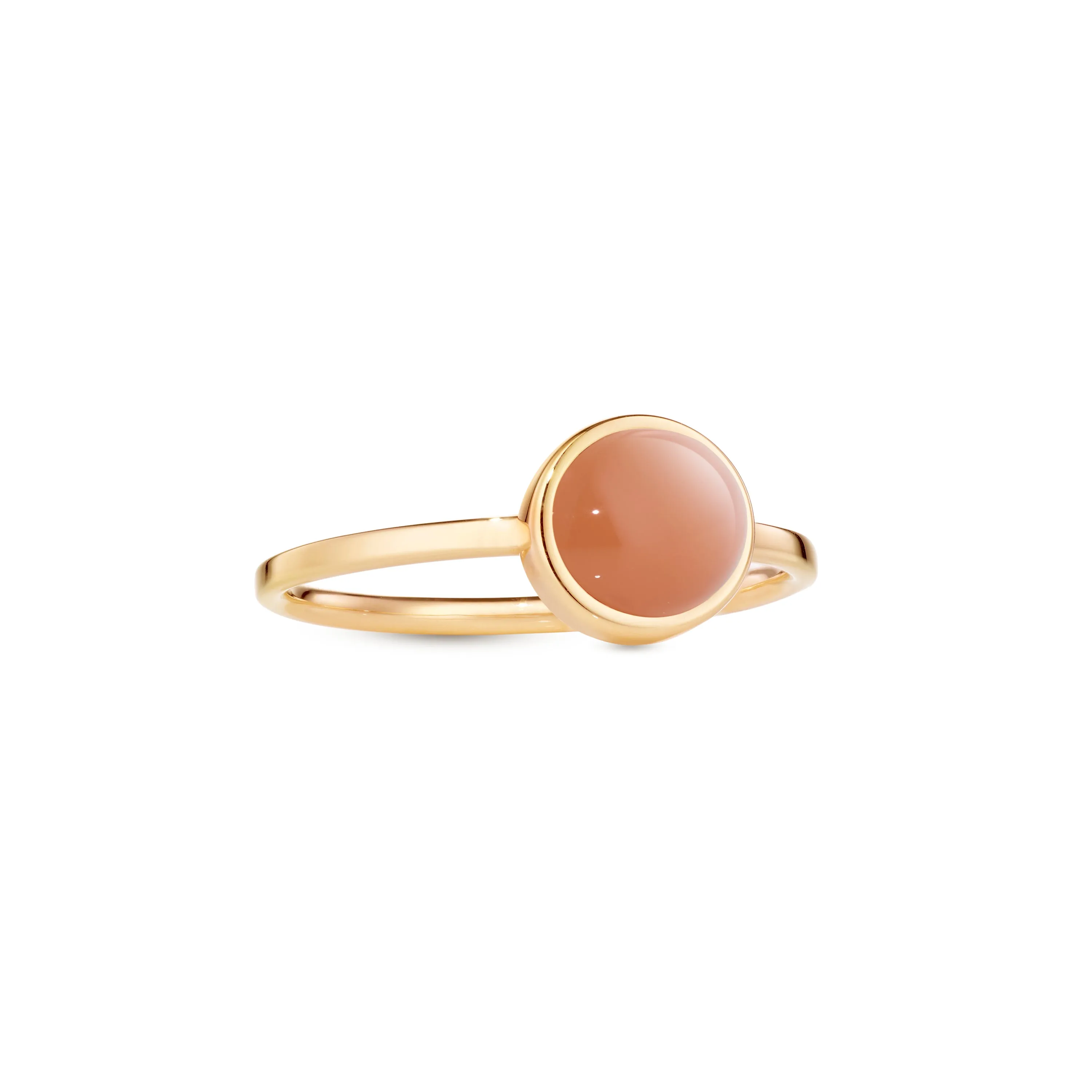 Circle sticker ring yellow gold with orange moonstone