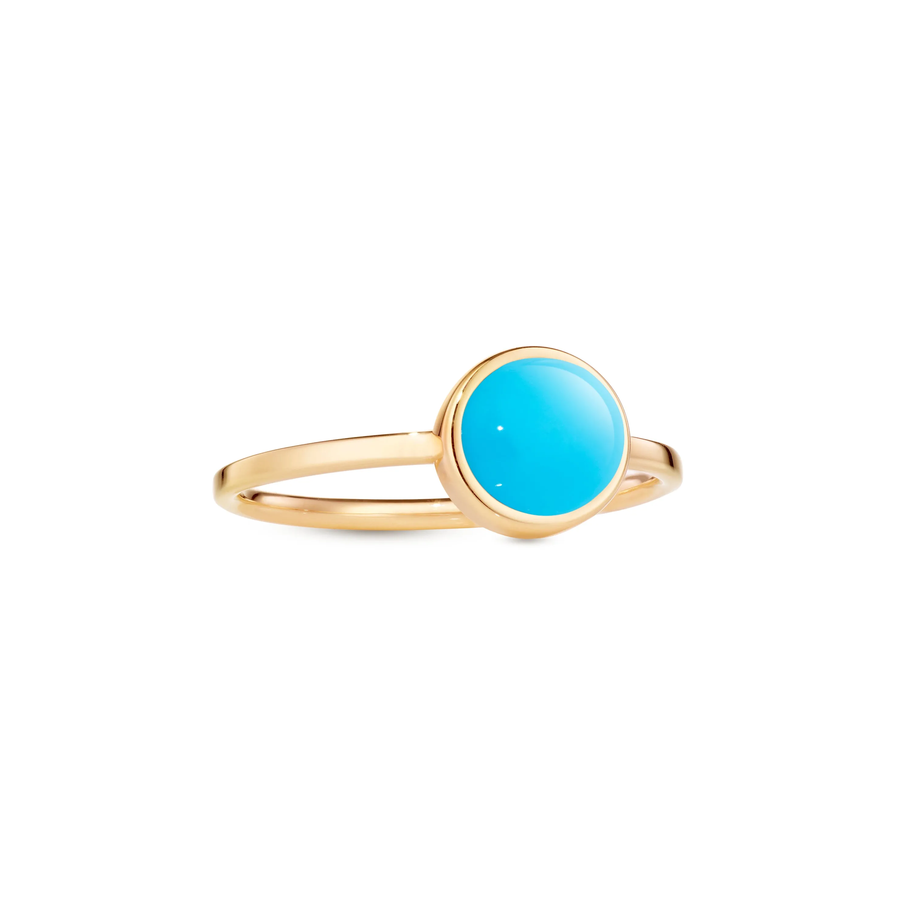 Circle sticker ring yellow gold with turquoise