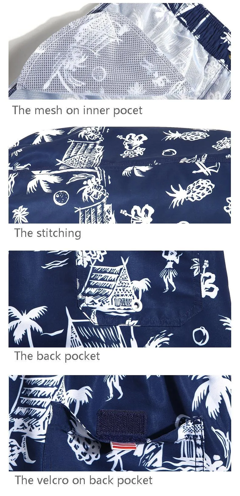 Coconut Tree Printed Men's Swimming Trunks for Bathing & Beachwear