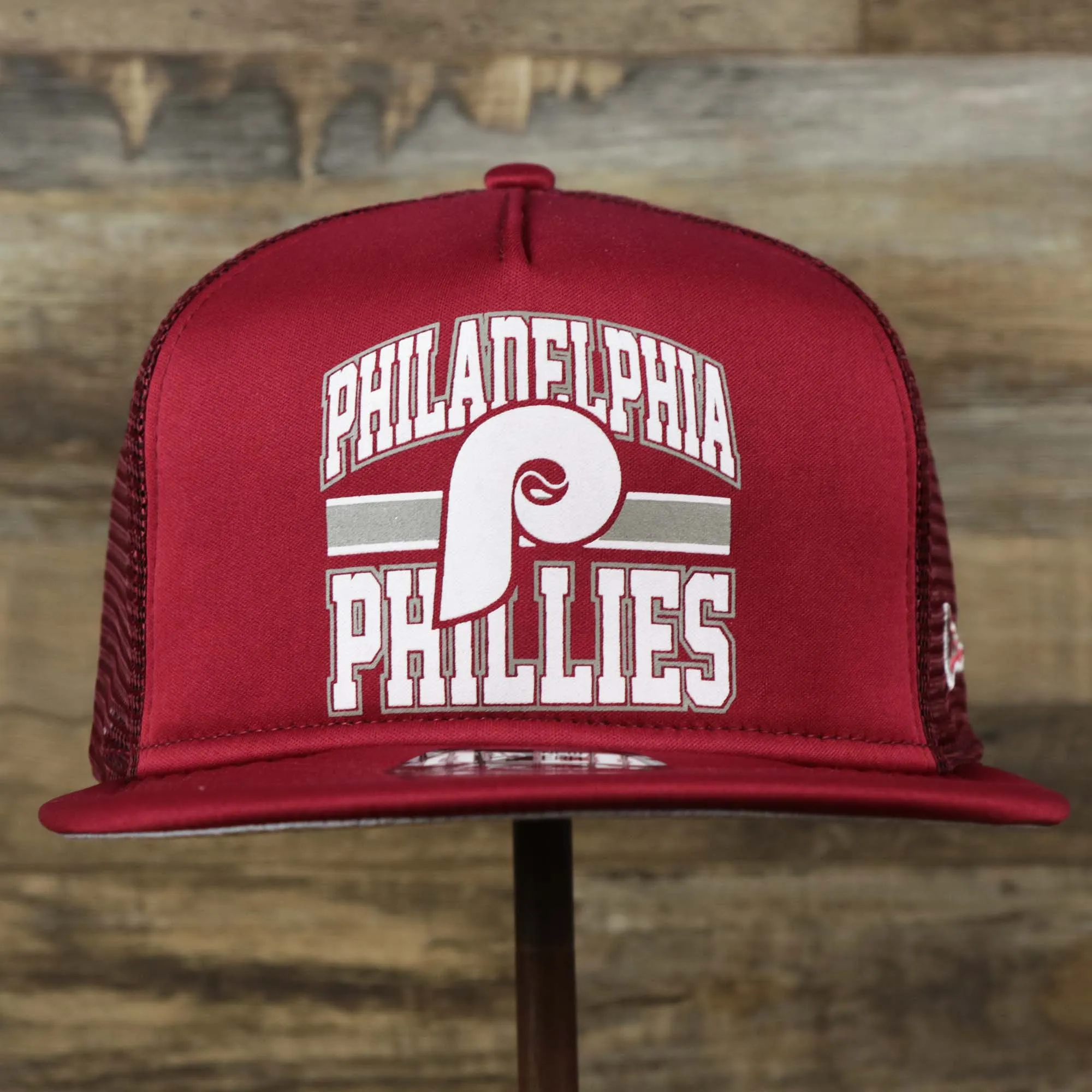 Cooperstown Philadelphia Phillies Trucker Gray Bottom 9Fifty Snapback | Red Trucker Snapback