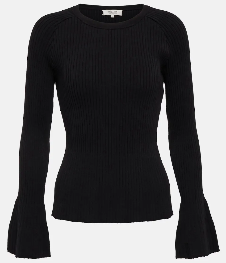 DIANE von FURSTENBERG  |Crew Neck Casual Style Rib Long Sleeves Plain Office Style