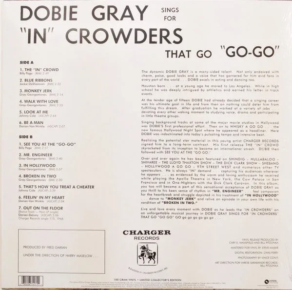 Dobie Gray ~ Sings For In Crowders That Go Go-Go