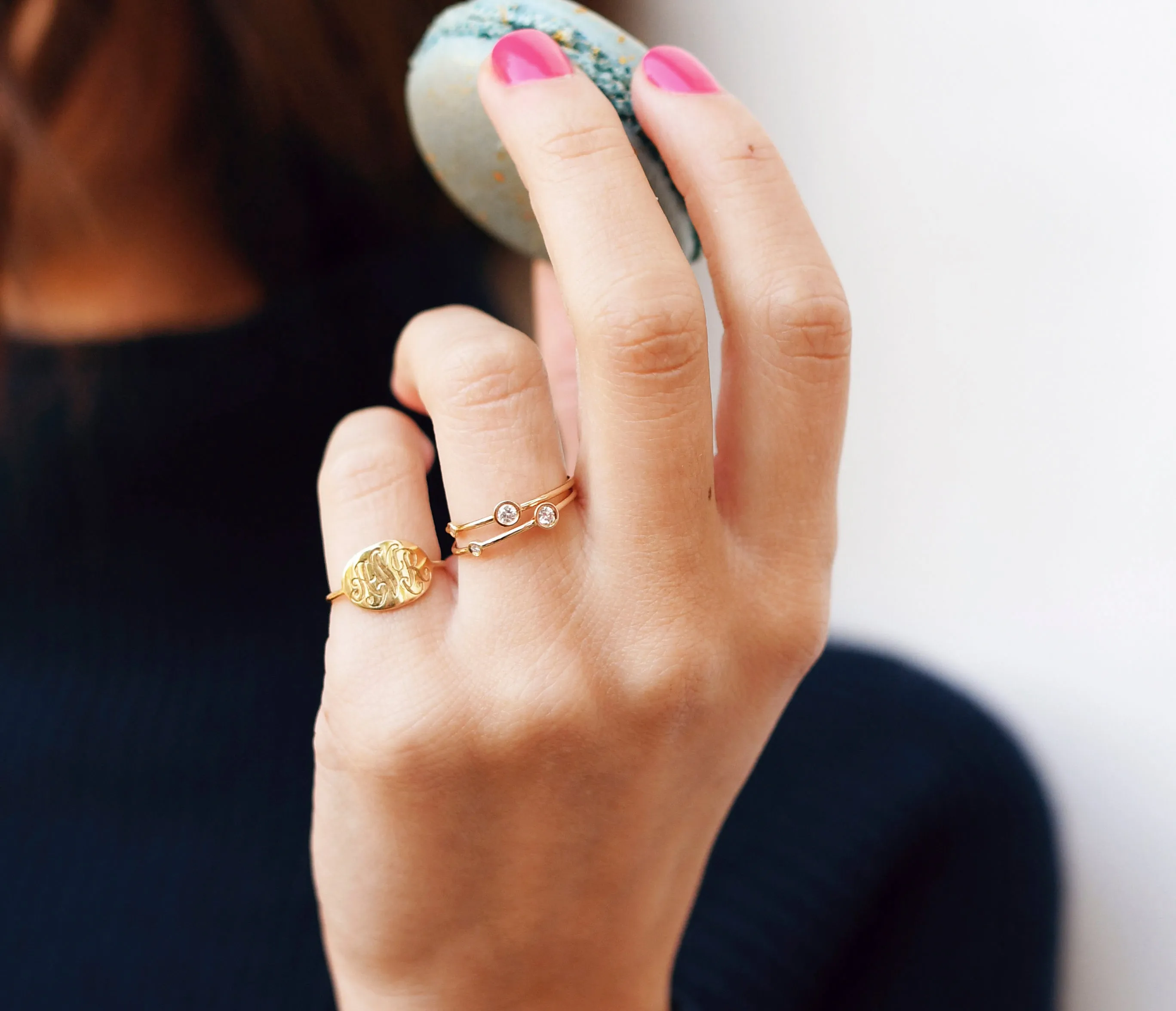 Double Diamond Stacking Ring