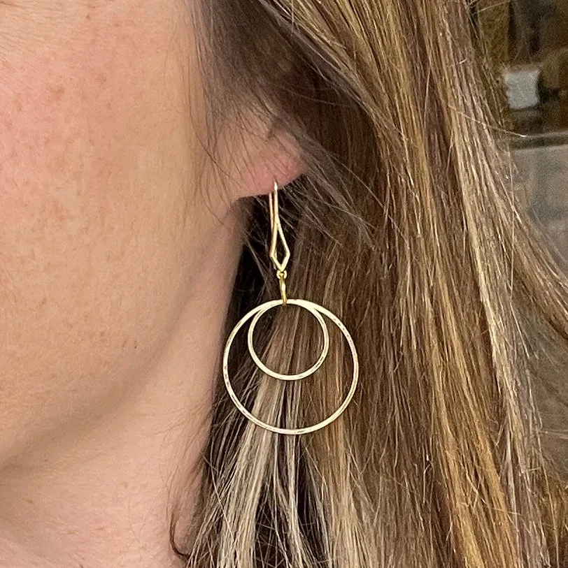 Double Hoop - Gold Earrings