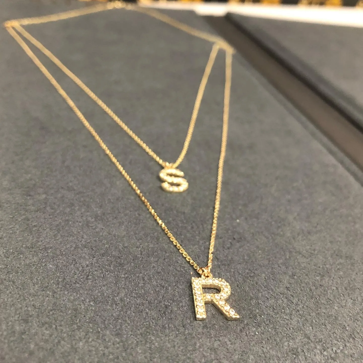 Double initials chain necklace