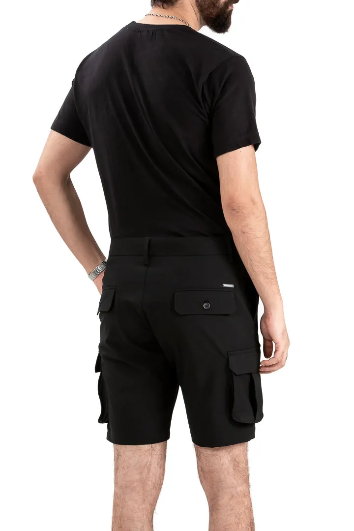 Ebony Black Stretch Cargo Shorts