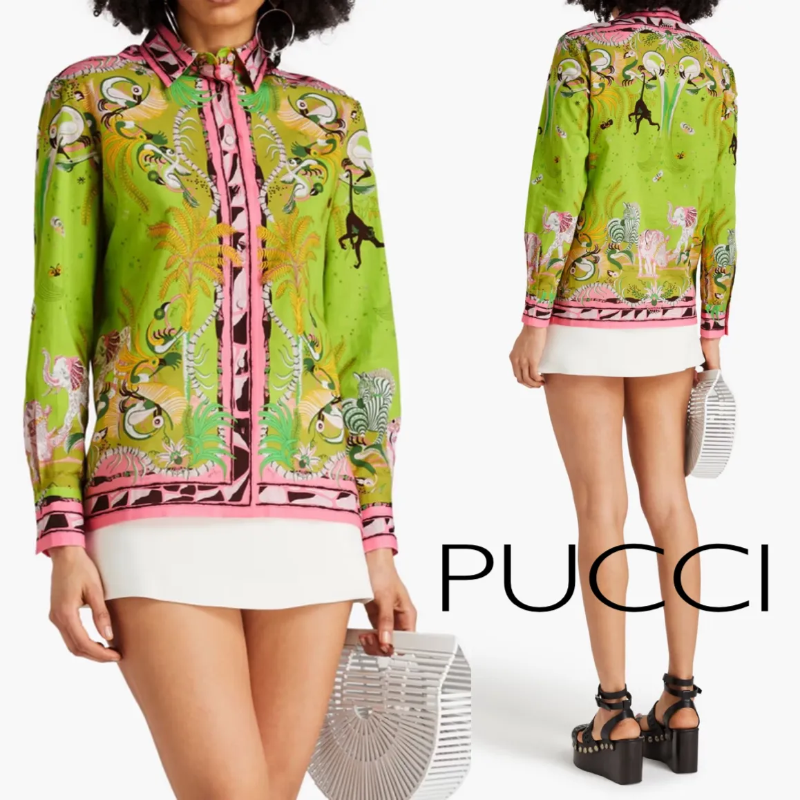 Emilio Pucci  |Casual Style Long Sleeves Cotton Office Style Elegant Style