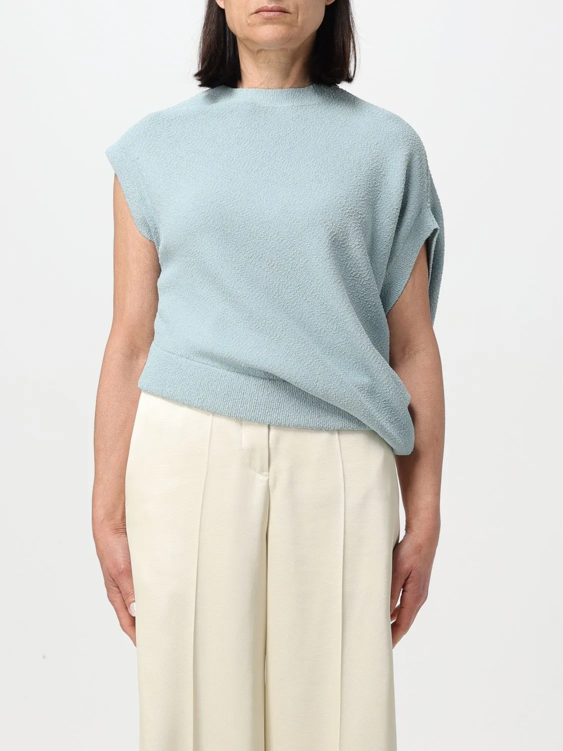 FENDI  |Crew Neck Casual Style Blended Fabrics Plain Office Style