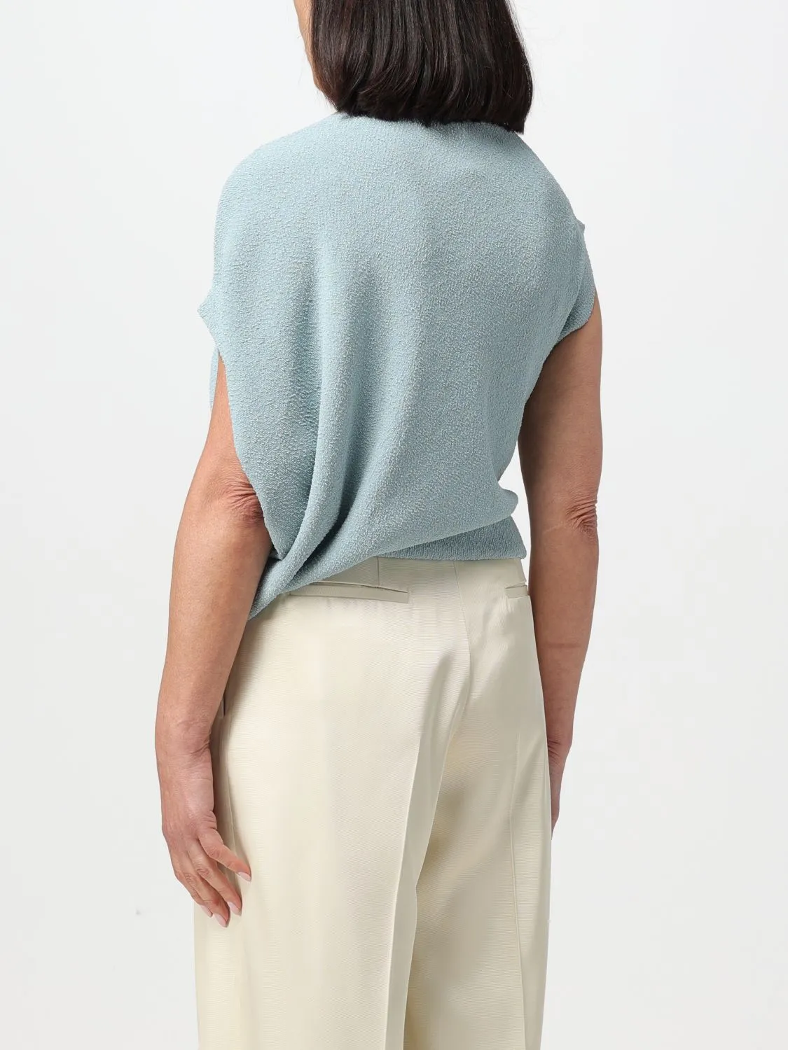 FENDI  |Crew Neck Casual Style Blended Fabrics Plain Office Style