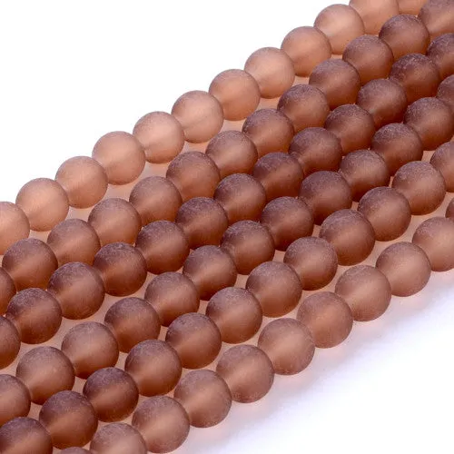 Glass Beads, Frosted, Round, Camel, 10mm