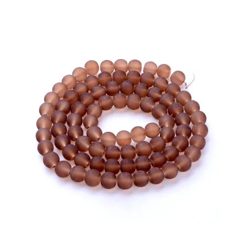 Glass Beads, Frosted, Round, Camel, 10mm