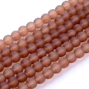 Glass Beads, Frosted, Round, Camel, 10mm