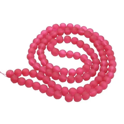 Glass Beads, Frosted, Round, Crimson, 8mm