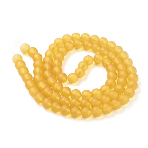 Glass Beads, Frosted, Round, Goldenrod, 10mm