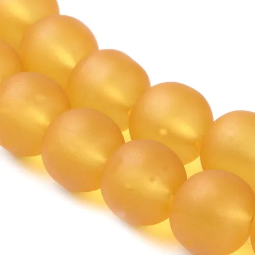 Glass Beads, Frosted, Round, Goldenrod, 10mm