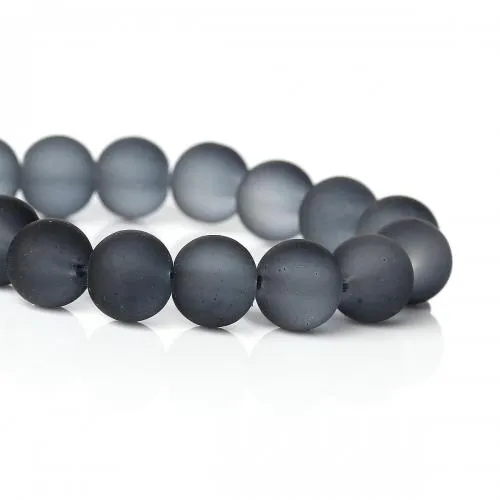 Glass Beads, Frosted, Round, Grey, 10mm