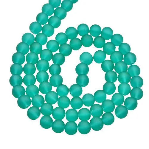 Glass Beads, Frosted, Round, Light Sea Green, 10mm