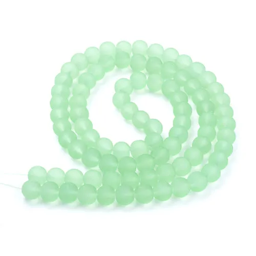 Glass Beads, Frosted, Round, Pale Green, 10mm