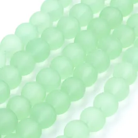 Glass Beads, Frosted, Round, Pale Green, 10mm