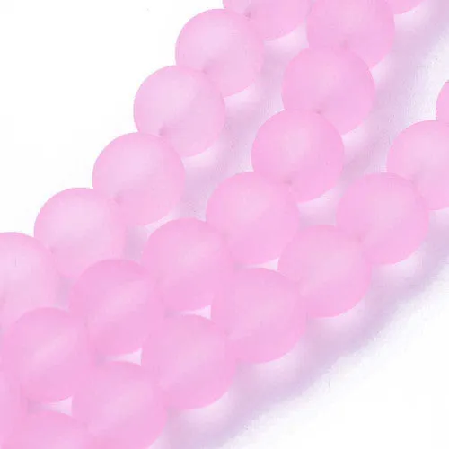 Glass Beads, Frosted, Round, Pearl Pink, 10mm