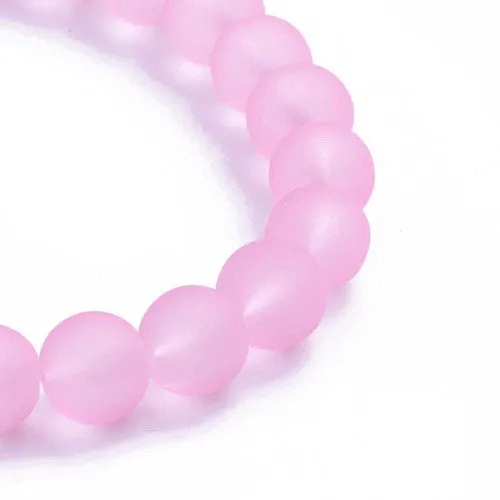 Glass Beads, Frosted, Round, Pearl Pink, 10mm