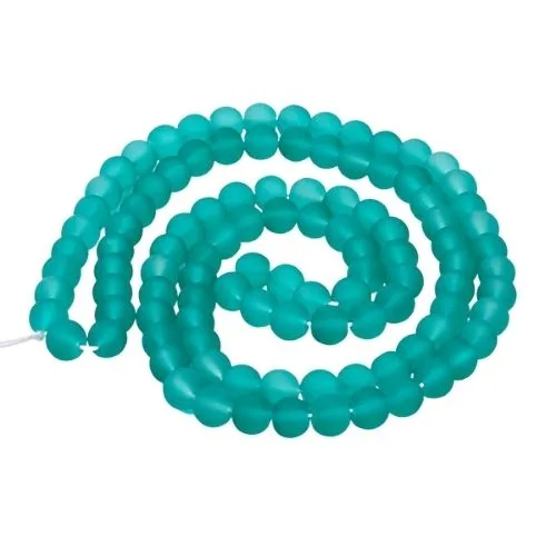 Glass Beads, Frosted, Round, Teal, 8mm