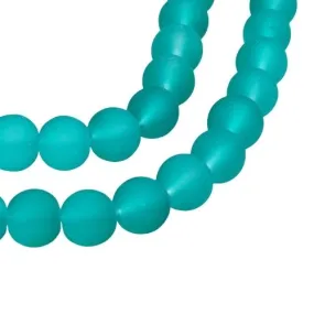 Glass Beads, Frosted, Round, Teal, 8mm