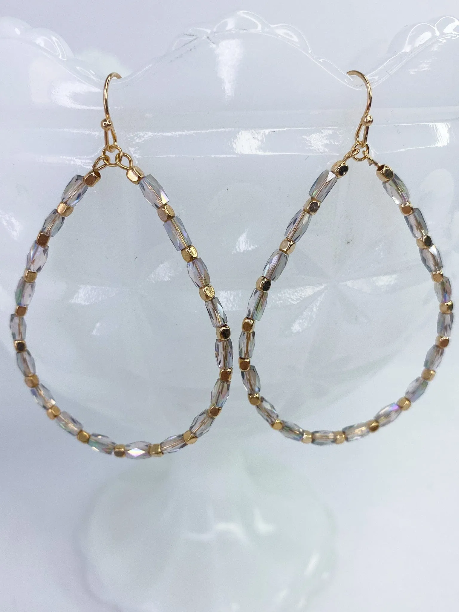 Gold And Gray  Teardrop Shimmer Earring