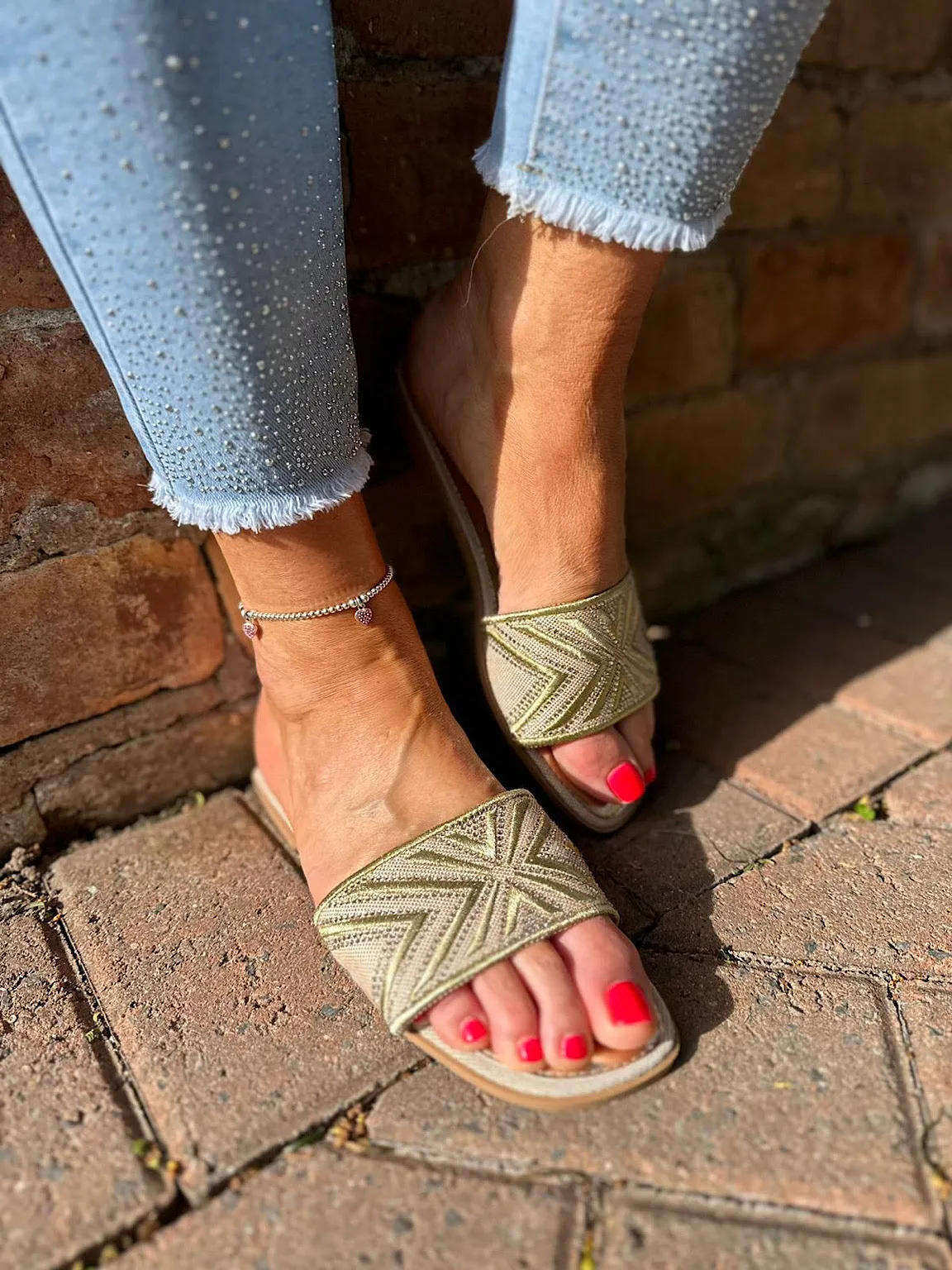 Gold Embellished Slip Ons