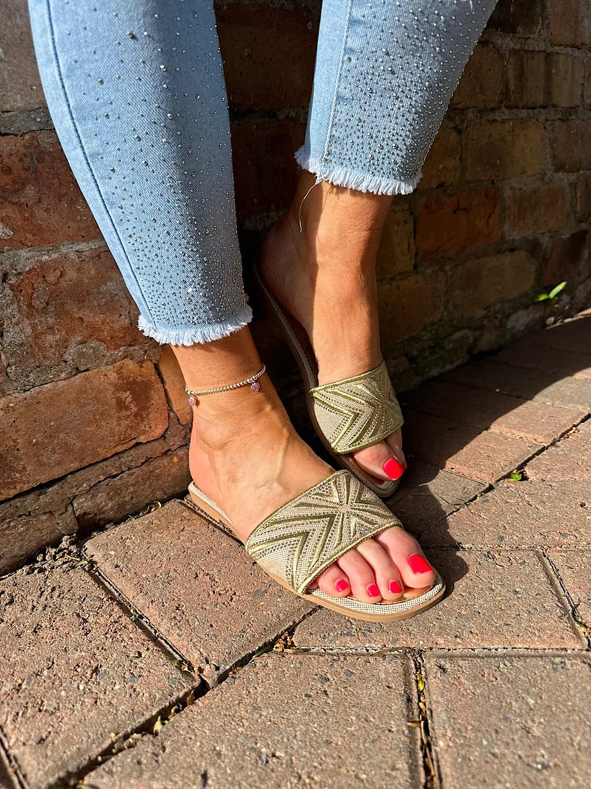 Gold Embellished Slip Ons