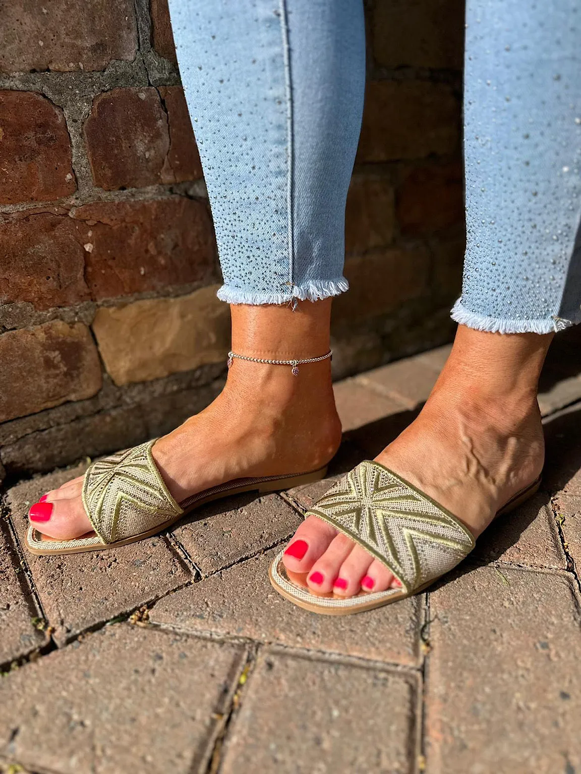 Gold Embellished Slip Ons