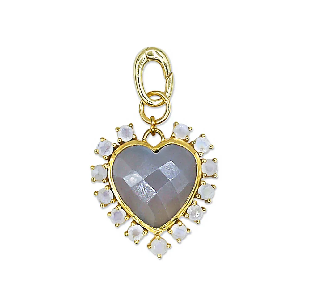 Gray Agate Heart Pendant