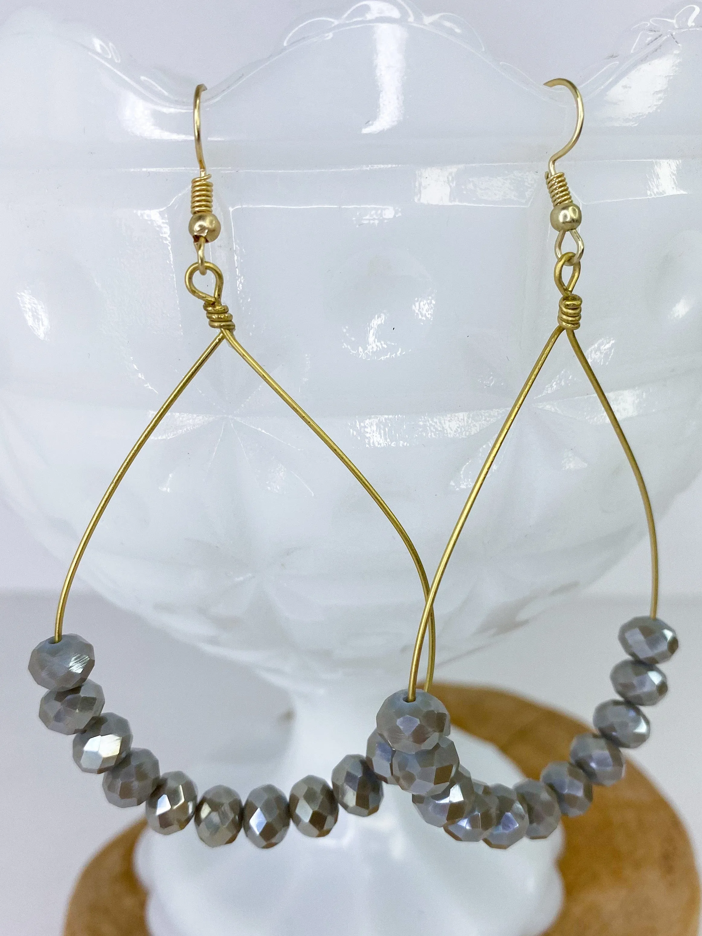 Gray Golden Wire Earring