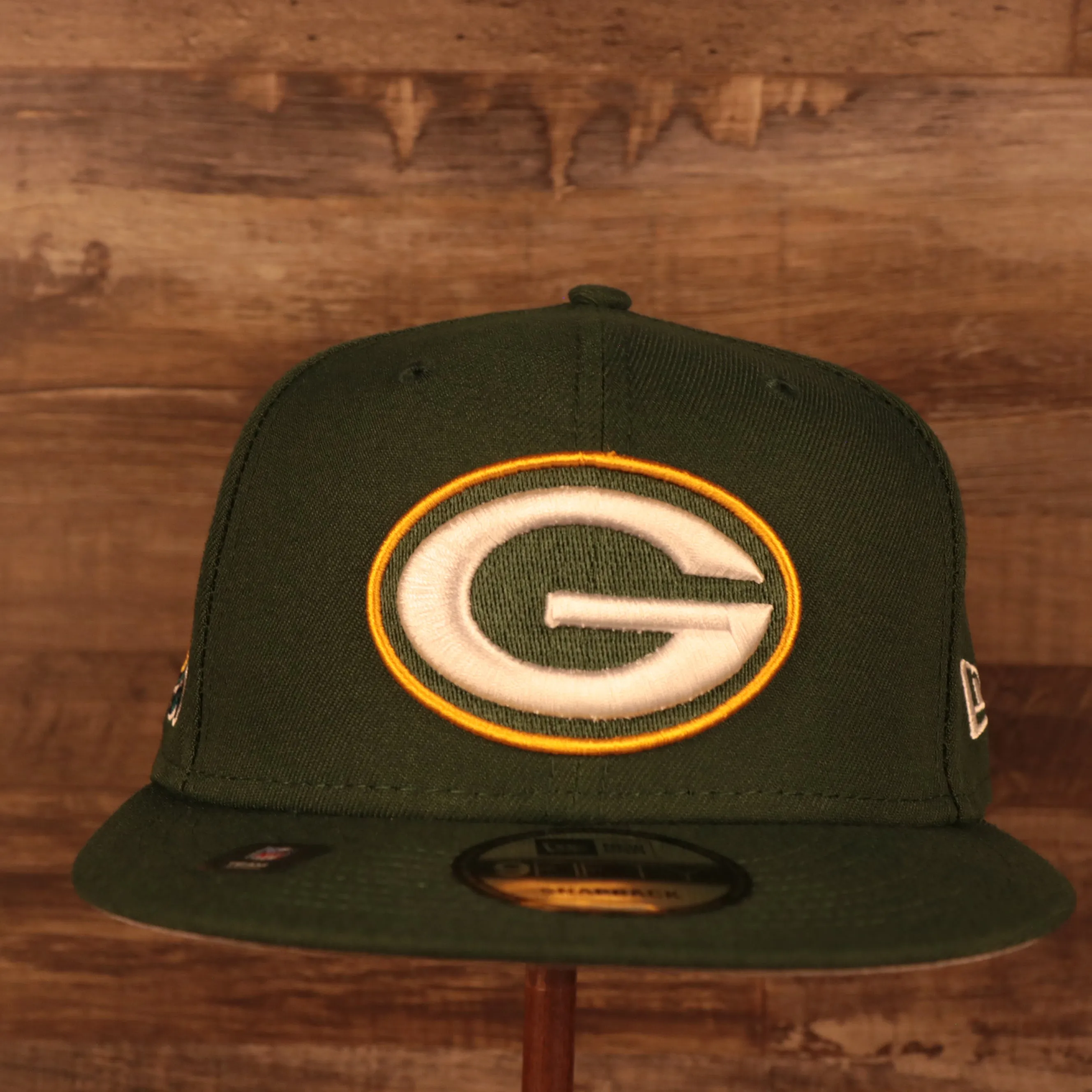 Green Bay Packers Patch Up Super Bowl XXXI Side Patch Gray Bottom 9Fifty Navy Snapback Hat