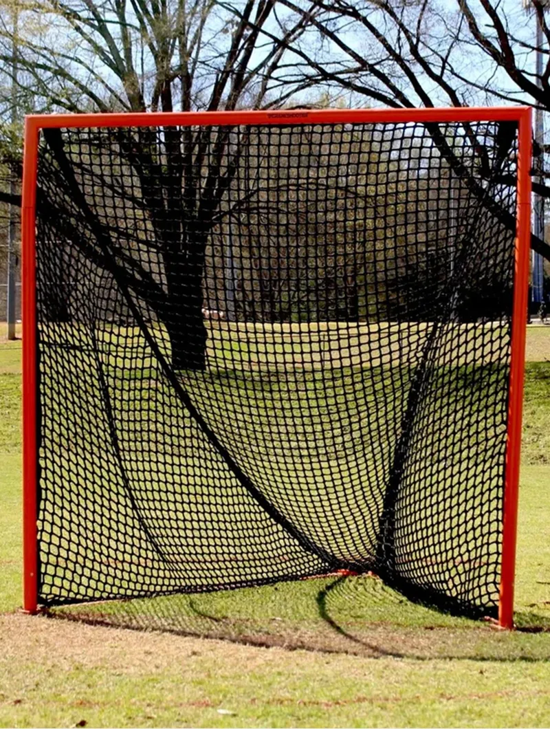 High School/College Game Goal 6'x6'x7' by Crankshooter 118 lbs. Posts w/ Lacing Rails & Flat Iron Base, Heavy 6mm or 7mm Black N