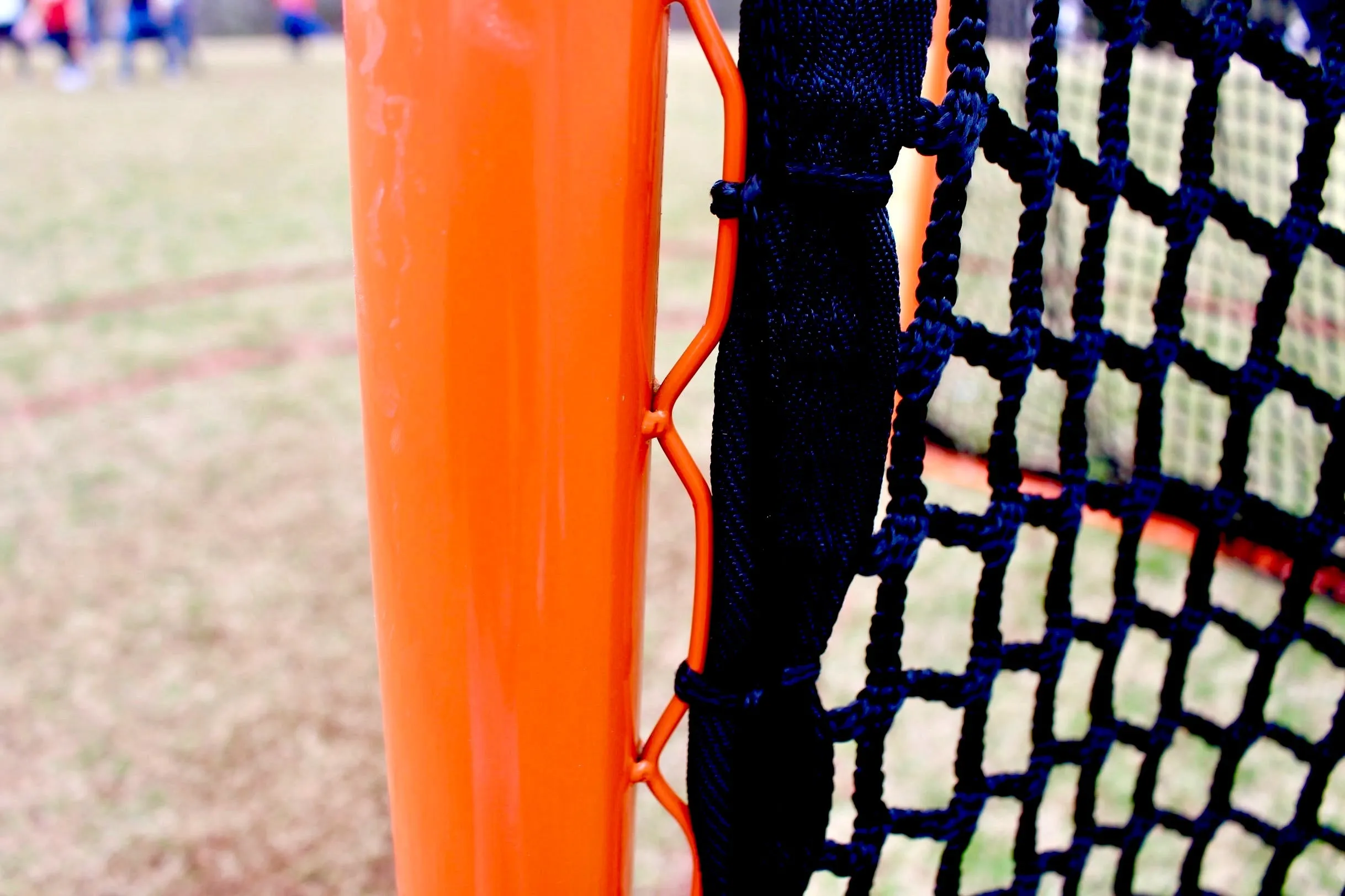 High School/College Game Goal 6'x6'x7' by Crankshooter 118 lbs. Posts w/ Lacing Rails & Flat Iron Base, Heavy 6mm or 7mm Black N